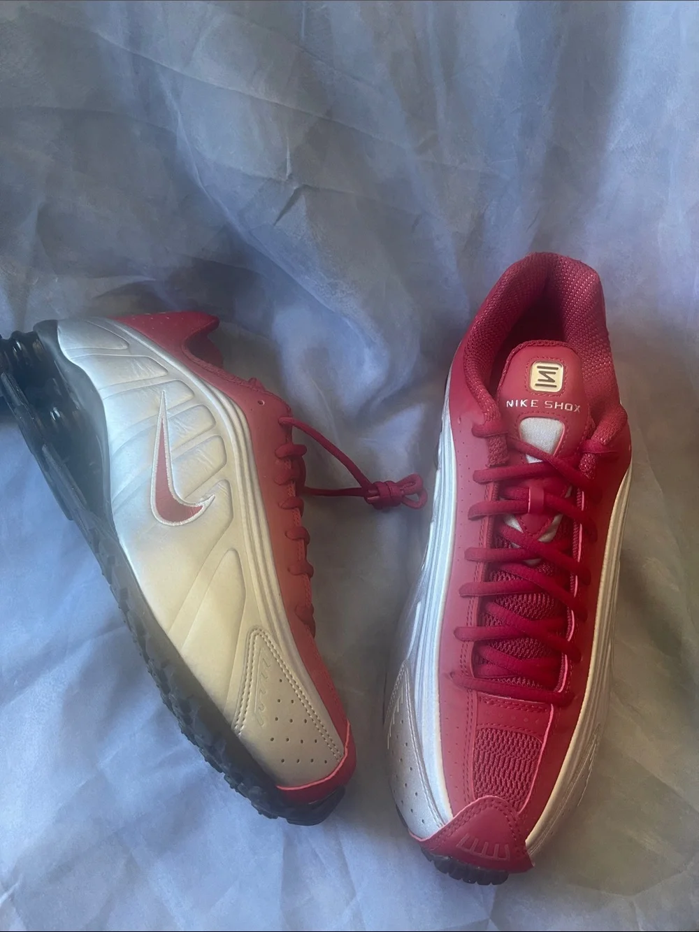Nike Red and White Shox Retro Running Shoes